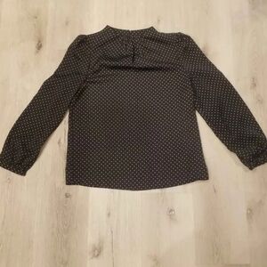 Who What Wear High Neck Polka Dot Blouse Black White Size XS